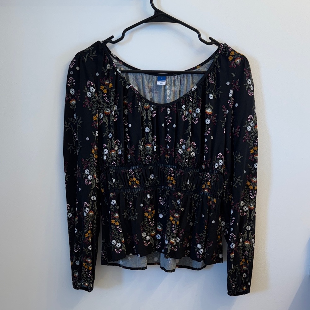 Old Navy Black Floral Blouse